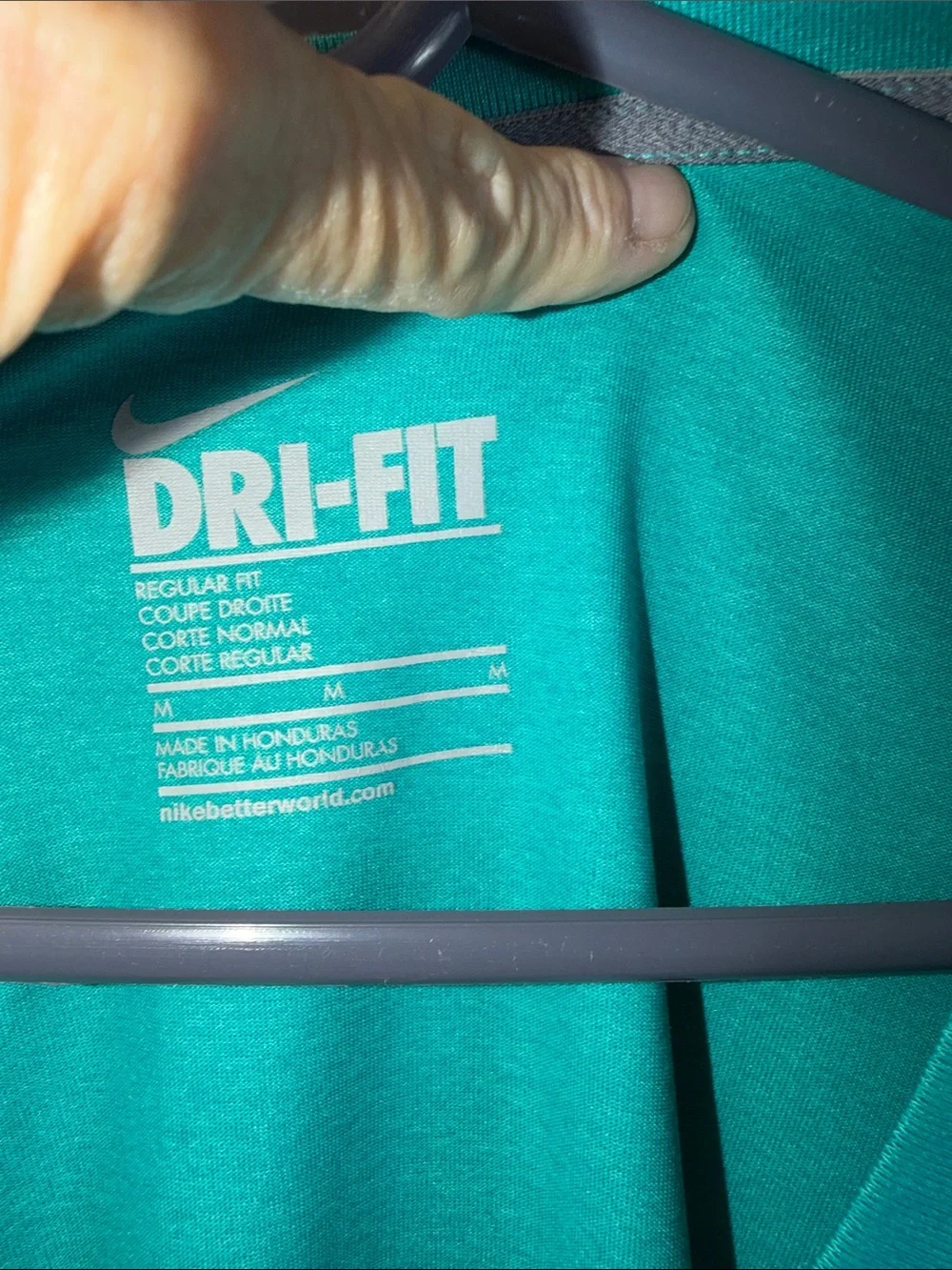 Nike Women's Teal V-Neck Dri-FIT Short Sleeve Tee